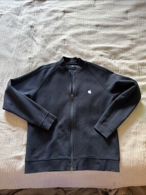Apple Black Zip-Up Varsity Jacket with Chest Logo